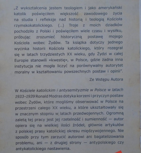 Ronald Modras • Kościół katolicki i antysemityzm w Polsce w latach 1933-1939
