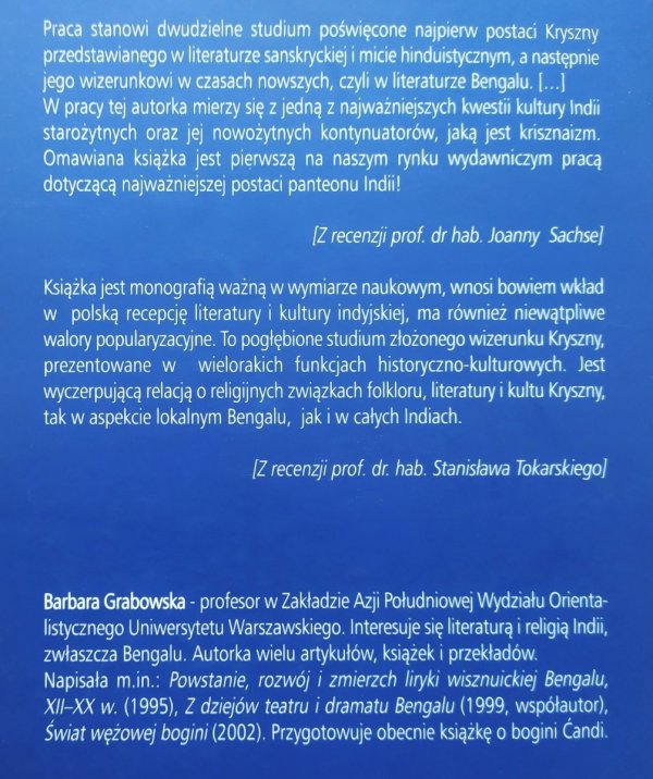 Barbara Grabowska Kryszna. Z dziejów literatury indyjskiej