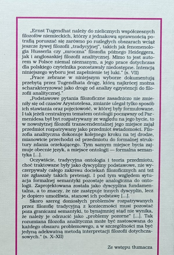 Ernst Tugendhat Bycie / Prawda: rozprawy filozoficzne