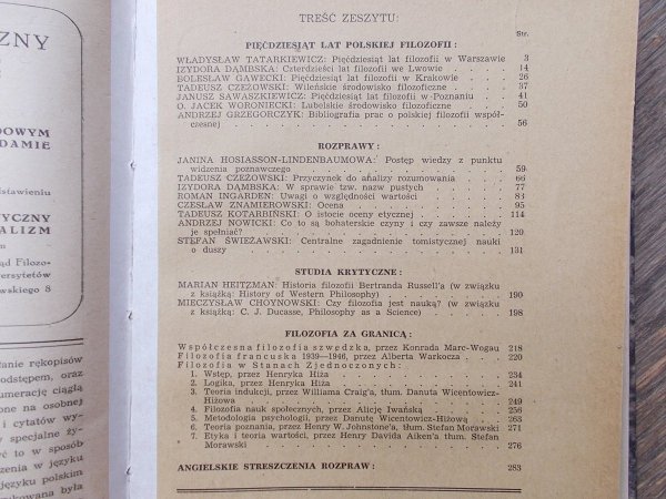 Przegląd filozoficzny rocznik 1948 • Tatarkiewicz, Dąmbska, Czeżowski, Ingarden, Ajdukiewicz