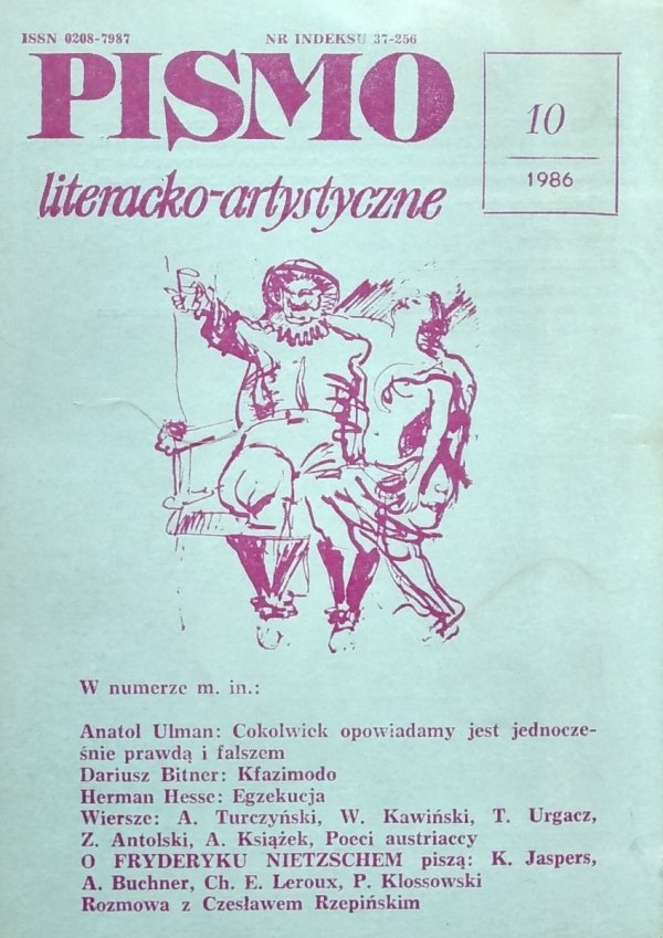 Pismo literacko-artystyczne 10/1986 • Karl Jaspers, Fryderyk Nietzsche, Pierre Klossowski