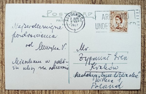 Kartka pocztowa od Henryka Voglera do Zygmunta Grenia