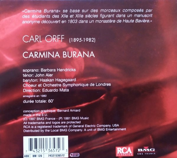 Carl Orff, Barbara Hendricks Carmina Burana CD