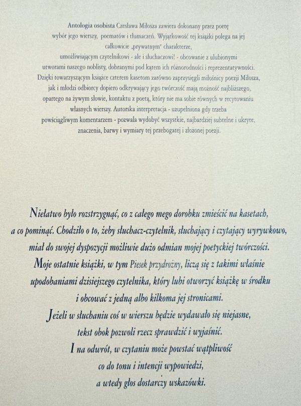 Czesław Miłosz Antologia osobista. Wiersze, poematy, przekłady