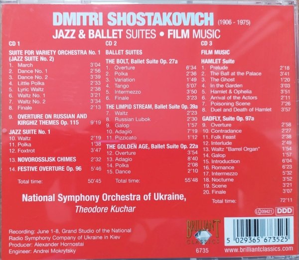Theodore Kuchar, Shostakovich Jazz &amp; Ballet Suites. Film Music 3CD