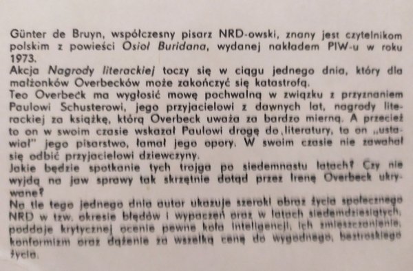 Gunter de Bruyn Nagroda literacka