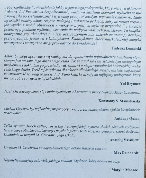 Michaił Czechow O technice aktora