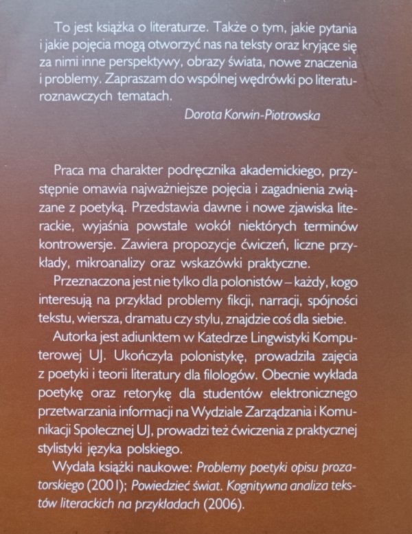 Dorota Korwin-Piotrowska Poetyka. Przewodnik po świecie tekstów
