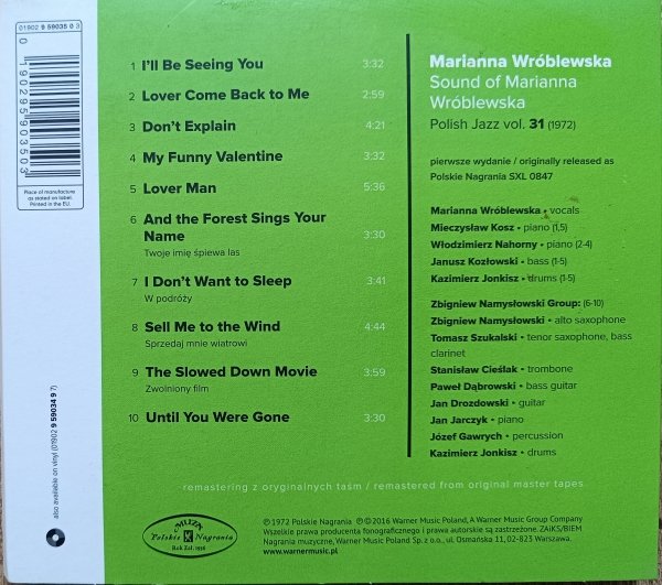 Sound of Marianna Wróblewska / Polish Jazz vol. 31 CD