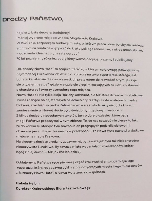 18. znaczy Nowa Huta. Reportaże o najmłodszej dzielnicy Krakowa