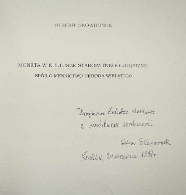 Stefan Skowronek Moneta w kulturze starożytnego judaizmu