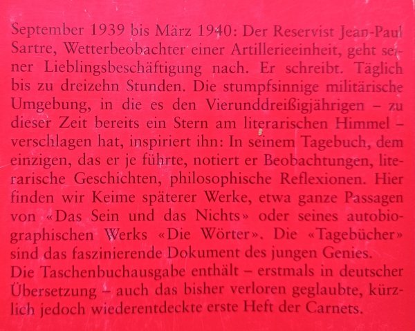 Jean-Paul Sartre Tagebucher. Les carnets de la drole de guerre September 1939 - Marz 1940