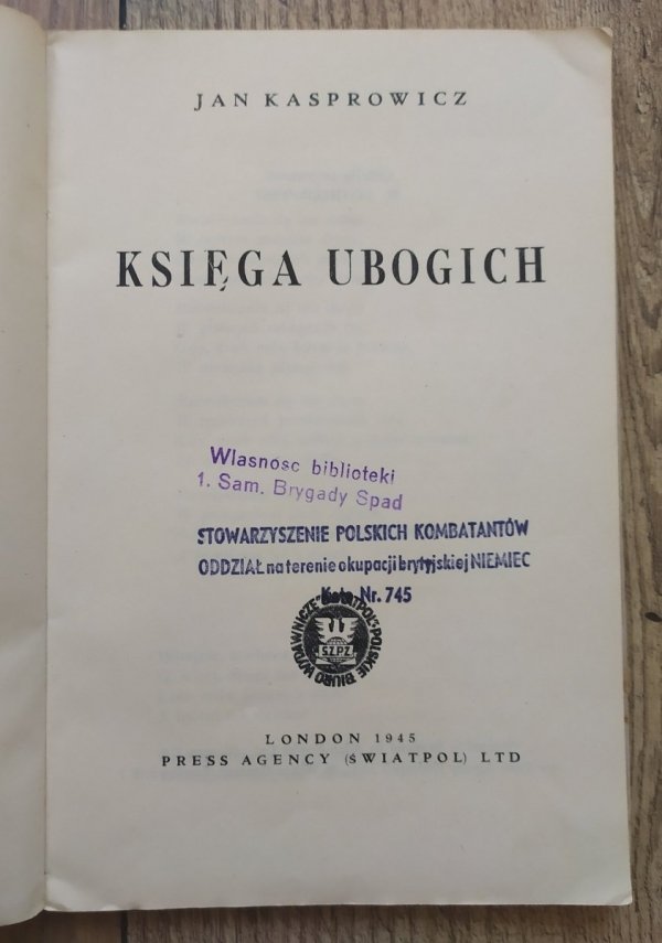 Jan Kasprowicz • Księga ubogich [1945]