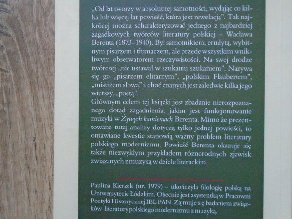 Paulina Kierzek • Muzyka w 'Żywych kamieniach' Wacława Berenta