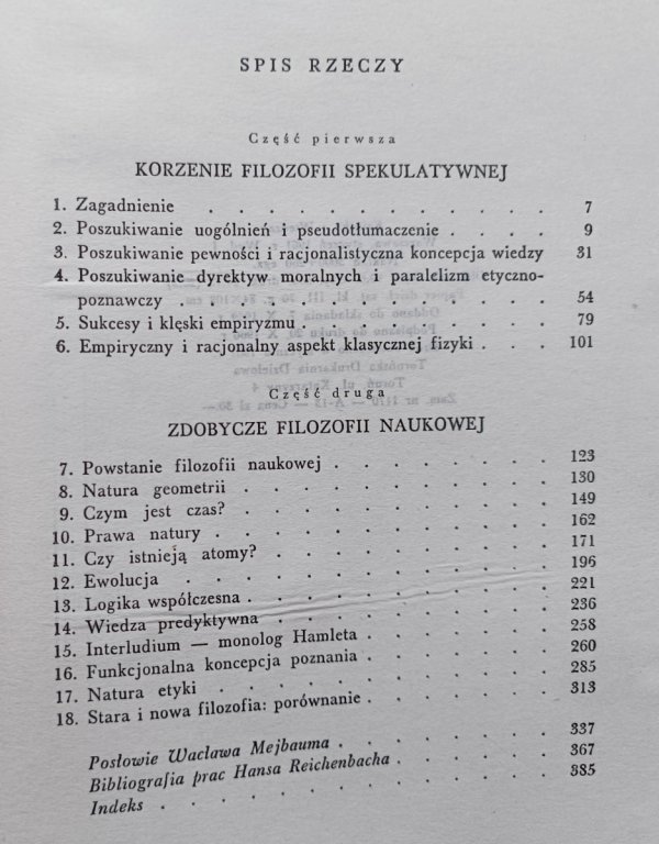 Hans Reichenbach Powstanie filozofii naukowej