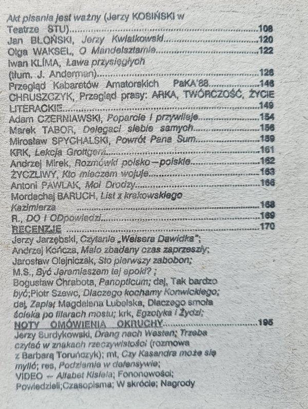 Brulion 7-8/1988 / Kundera Międzyrzecki Huelle