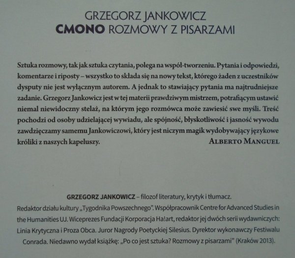 Grzegorz Jankowicz • Cmono. Rozmowy z pisarzami