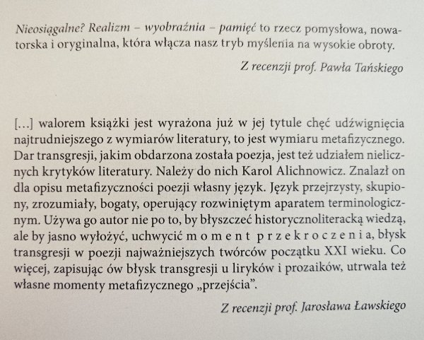 Karol Alichnowicz Nieosiągalne. Realizm - wyobraźnia - pamięć