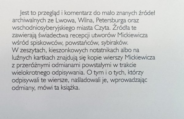 Dora Kacnelson Poezja Mickiewicza wśród powstańców. Wiek XIX