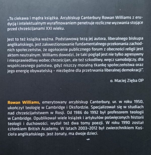 Rowan Williams Wiara na areopagu / autograf autora