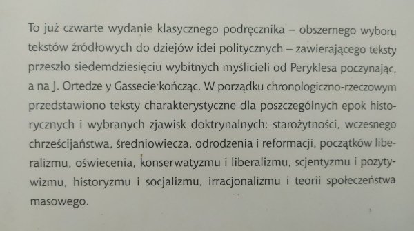 Historia idei politycznych. Wybór tekstów