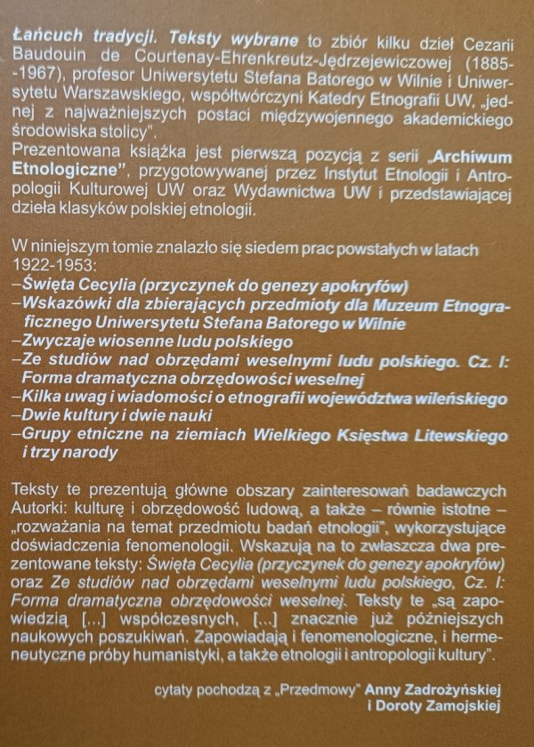 Cezaria Baudouin de Courtenay Ehrenkreutz Jędrzejewiczowa Łańcuch tradycji: teksty wybrane
