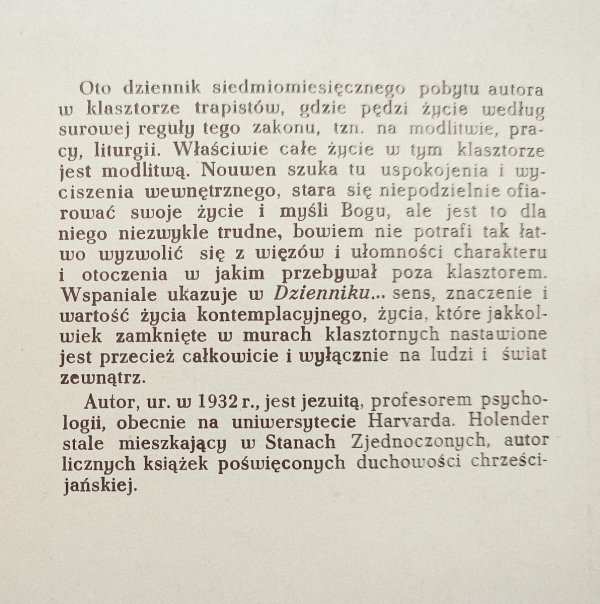 Henri J.M. Nouwen Dziennik z klasztoru trapistów