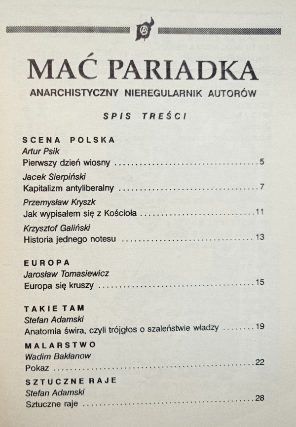 Mać Pariadka. Anarchistyczny nieregularnik autorów 4/93 (10)