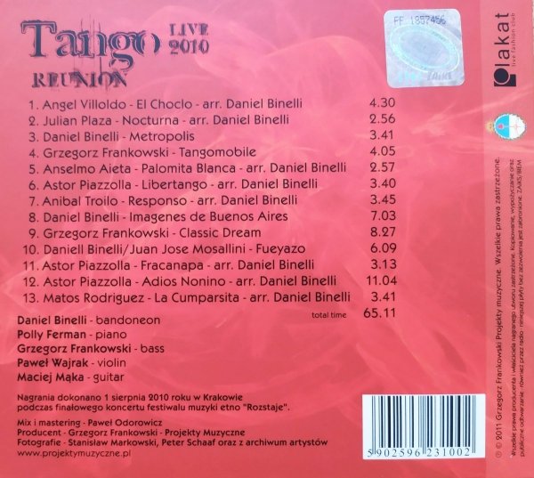 Tango Reunion Live 2010 CD