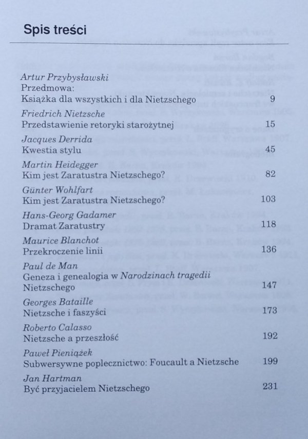 Artur Przybysławski • Nietzsche 1900-2000 [Jacques Derrida, Martin Heidegger, Hans Georg Gadamer, Georges Bataille]