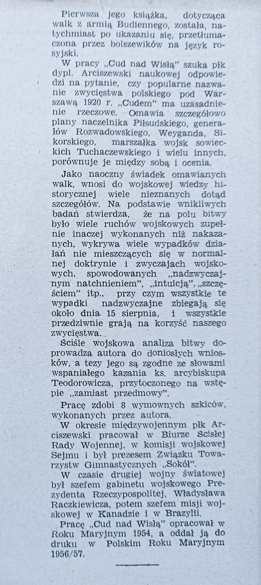 Franciszek Adam Arciszewski Cud nad Wisłą