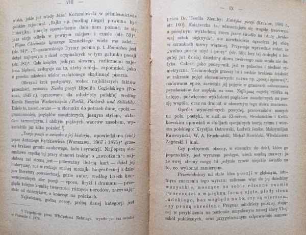 Antoni Gustaw Bem Teoria poezji polskiej z przykładami w zarysie popularnym analityczno-dziejowym / 1899