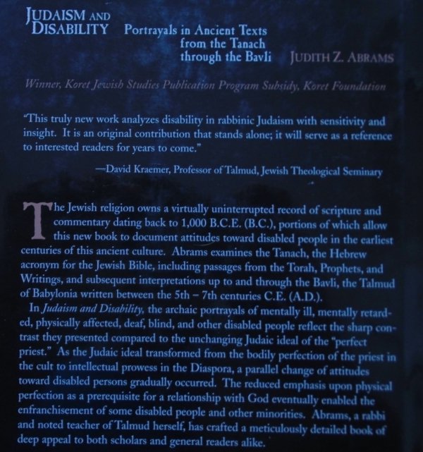 Judith Z. Abrams • Judaism and Disability. Portrayals in Ancient Texts from the Tanach through the Bavli