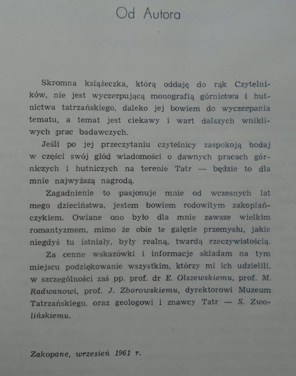 Henryk Jost • O górnictwie i hutnictwie w Tatrach Polskich
