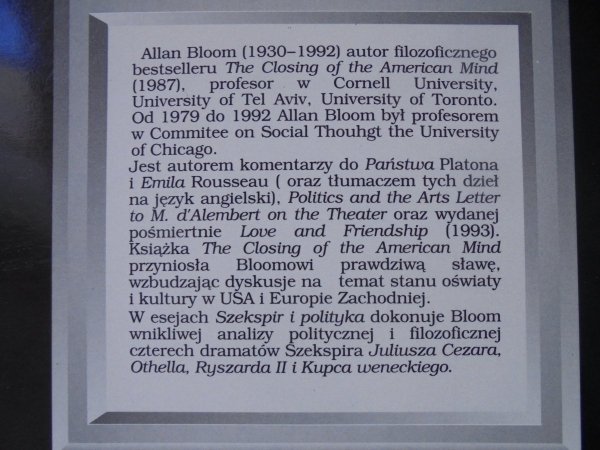 Allan Bloom Szekspir i polityka