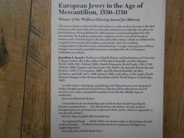 Jonathan I. Israel • European Jewry in the age of mercantilism 1550-1750