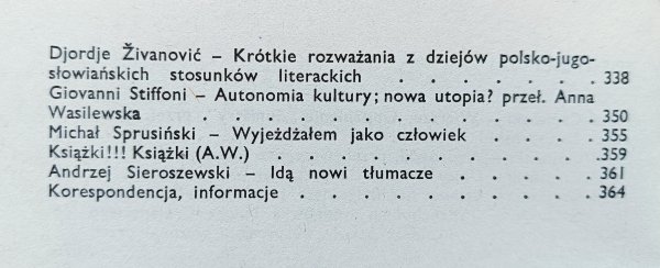Literatura na Świecie 9/1980 (113) / Literabura serbska, Gilbert Sorrentino