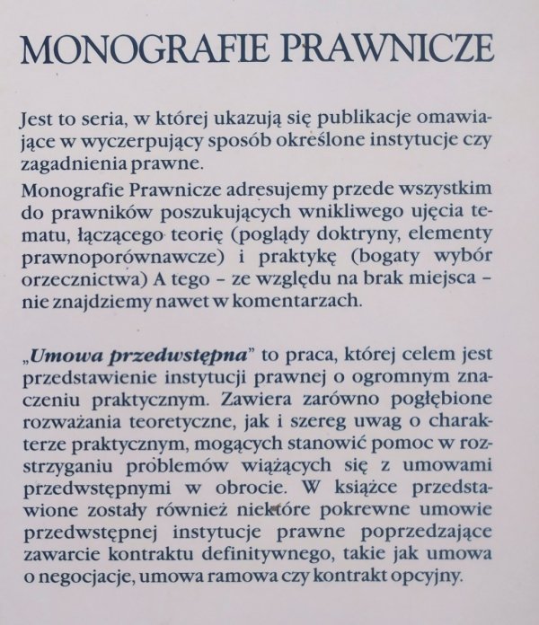 Marcin Krajewski Umowa przedwstępna