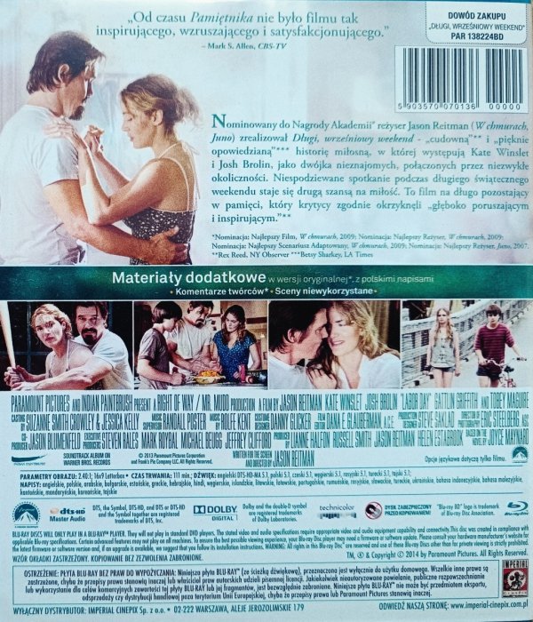 Jason Reitman Długi, wrześniowy weekend Blu-ray