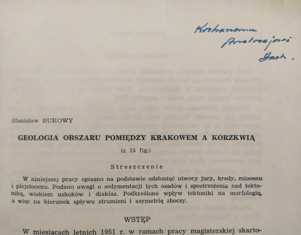 Stanisław Bukowy Geologia obszaru między Krakowem a Korzkwią