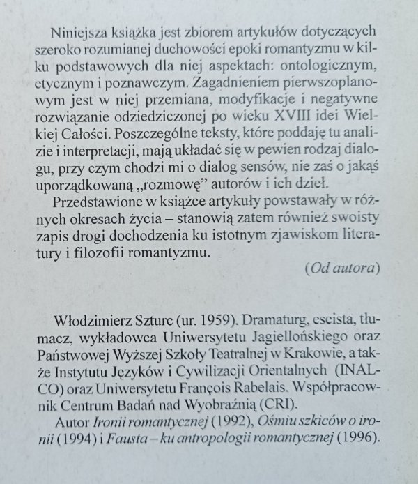 Włodzimierz Szturc O obrotach sfer romantycznych