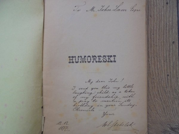 Włodzimierz Stebelski • Humoreski [1878] [dedykacja autora]