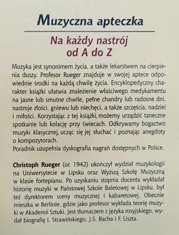 Christoph Rueger Muzyczna apteczka. Na każdy nastrój od A do Z