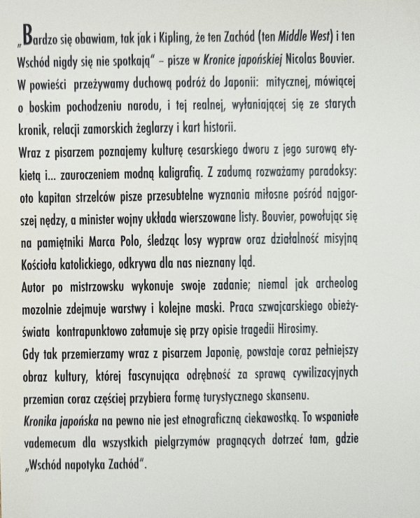 Nicolas Bouvie Kronika japońska