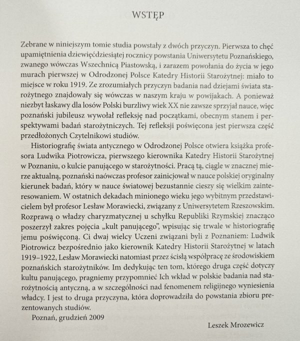 Świat starożytny, jego polscy badacze i kult panującego