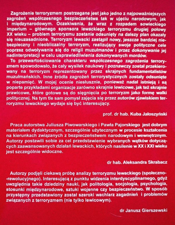 Terroryzm lewacki. Wybrane zagadnienia