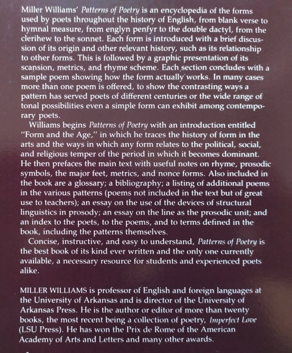 Miller Williams Patterns of Poetry. An Encyclopedia of Forms