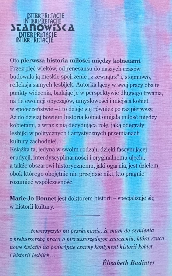 Marie-Jo Bonnet Związki miłosne między kobietami od XVI do XX wieku