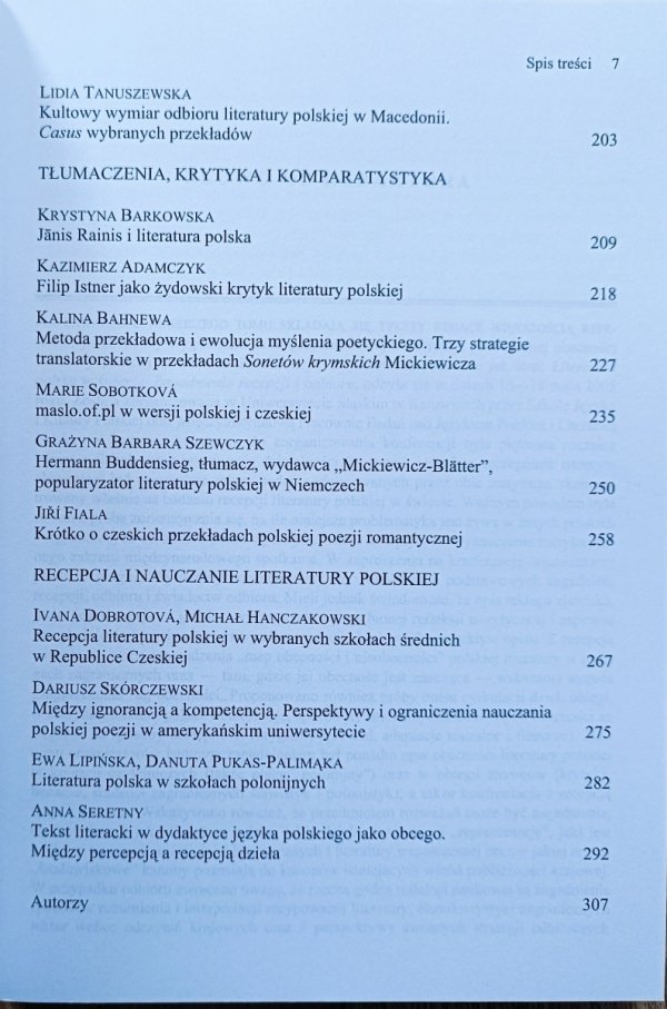 Literatura polska w świecie tom I: Zagadnienia recepcji i odbioru