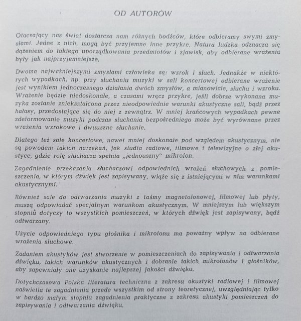 Jerzy Sadowski, Lech Wodziński Akustyka pomieszczeń